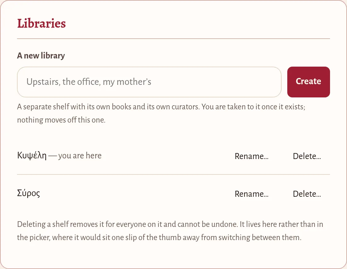 The Libraries card