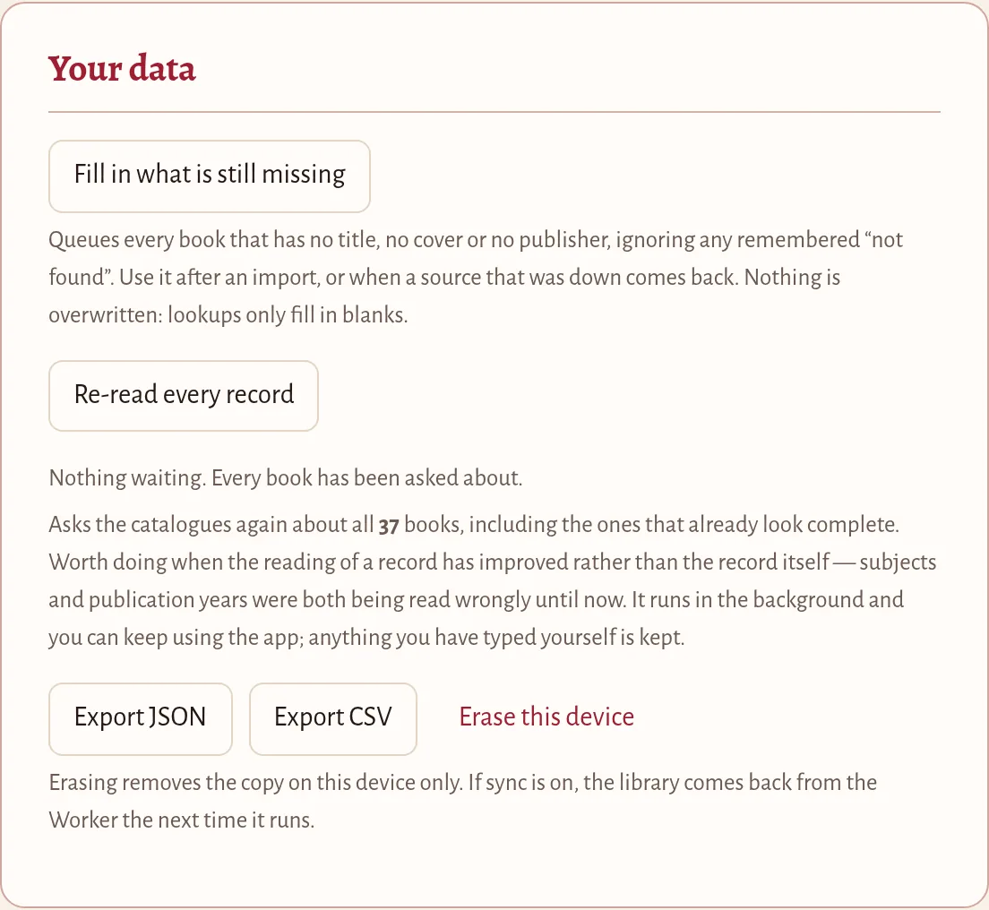 The Your data card